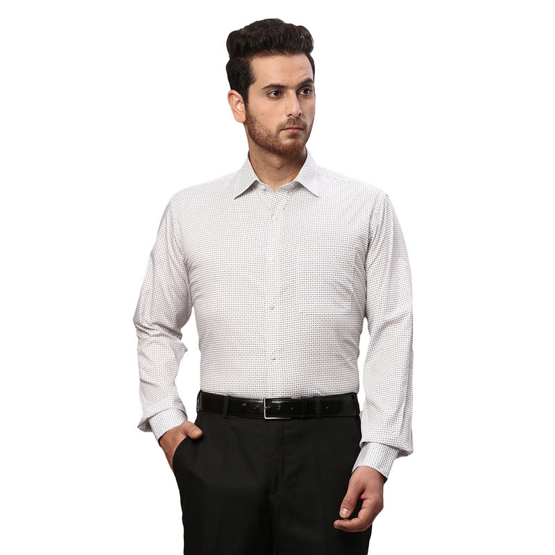 Raymond Slim Fit Printed Orange Formal Shirt (44)