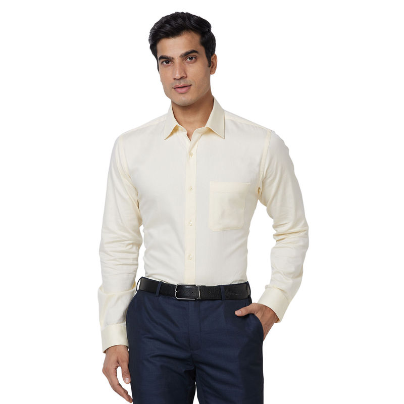 Raymond Slim Fit Self Design Yellow Formal Shirt (39)
