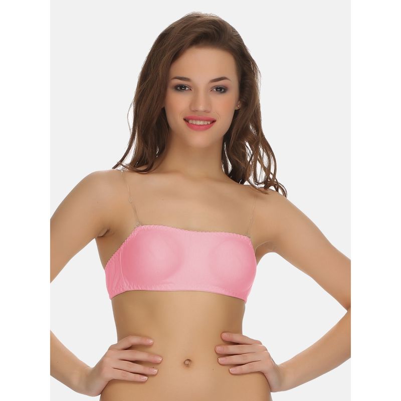 Clovia Cotton Rich Solid Non-Padded Full Cup Wire Free Strapless Bra - Light Pink (32C)