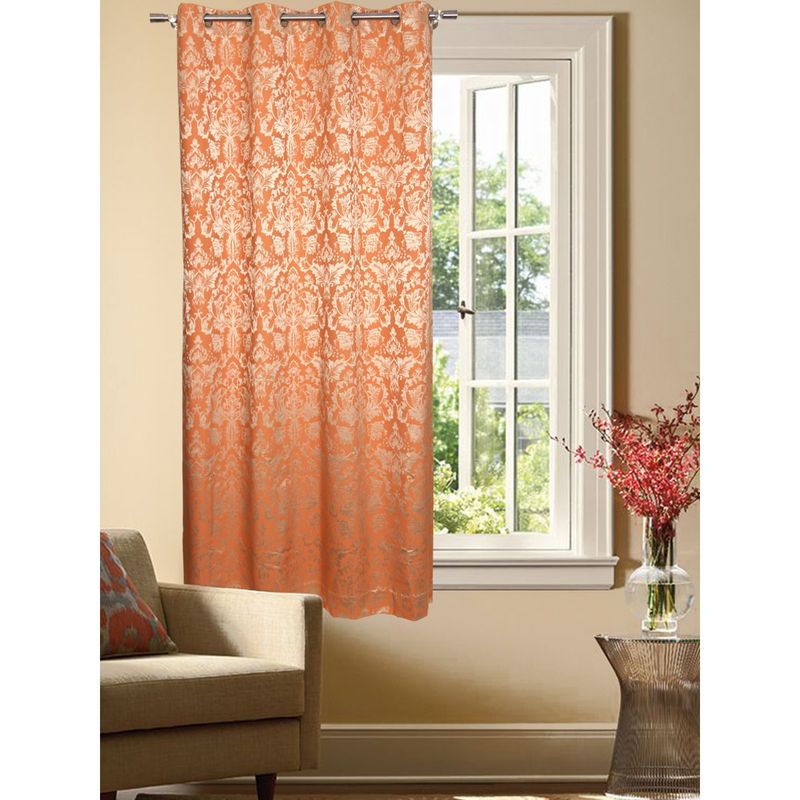 Sivya by Home Cotton Jacquard Self Design 5 Feet Window Orange Curtain