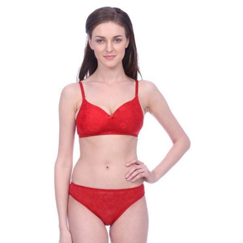 Bralux Padded Cherry Bra - Underwear Set - Red (34B)