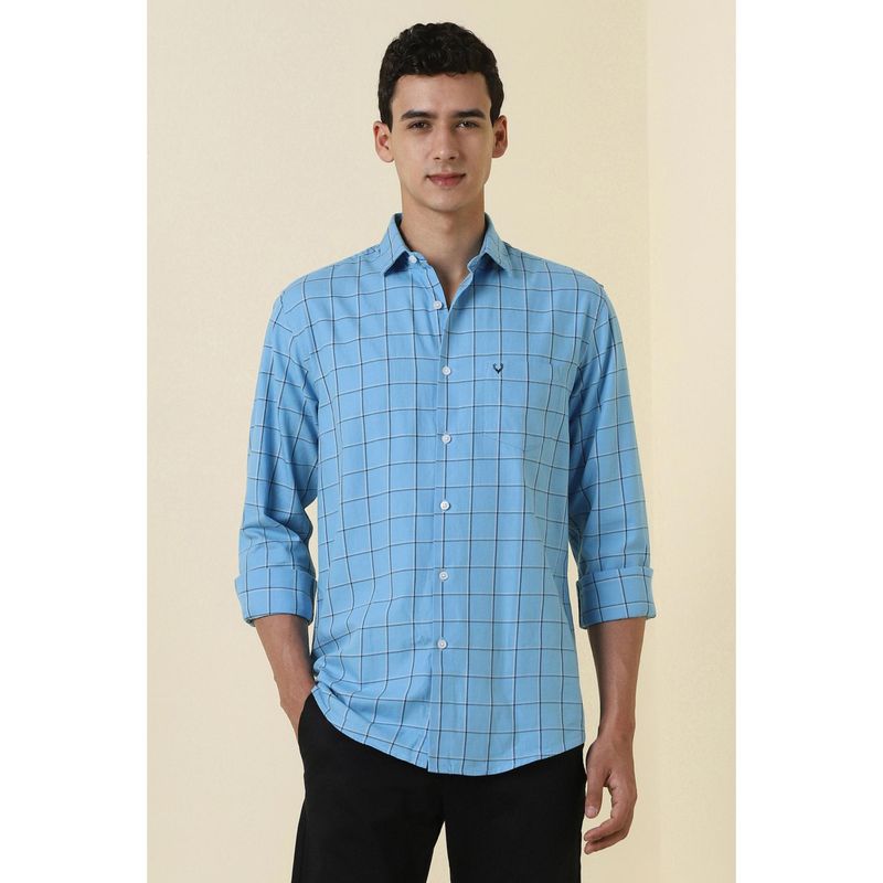 Allen Solly Men Light Blue Regular Fit Check Full Sleeves Casual Shirt (38)