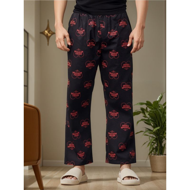 Bewakoof Men's Black All Over Printed Pyjamas (S)