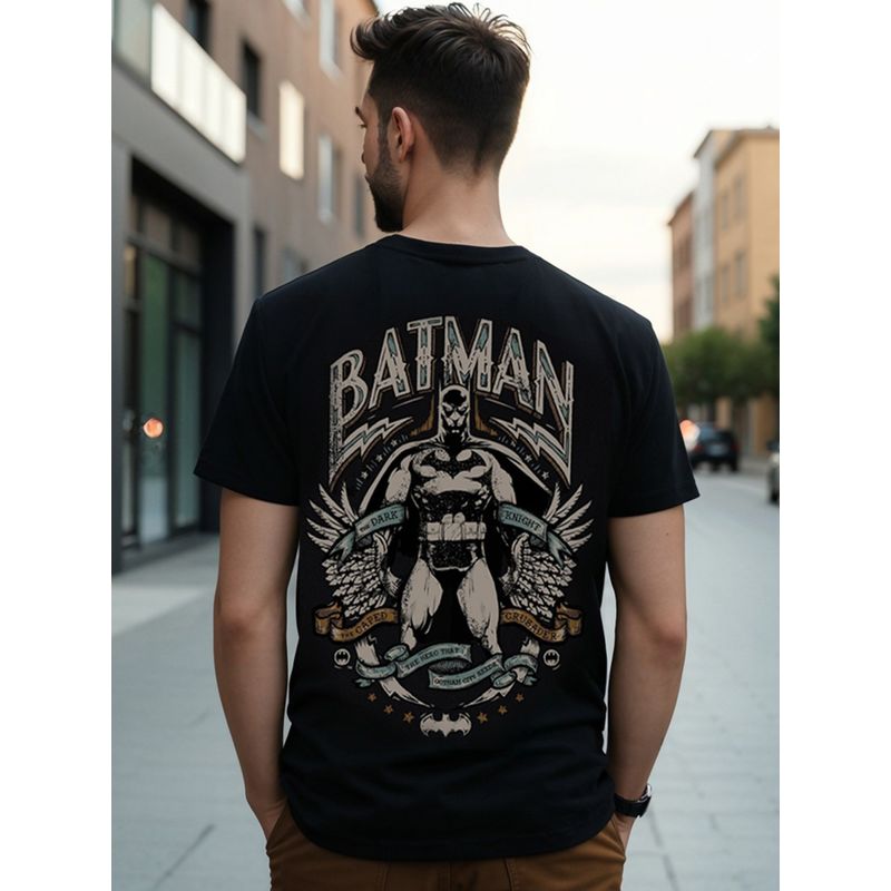 Bewakoof Official DC Men's Black The Dark Knight Graphic Printed T-shirt (L)