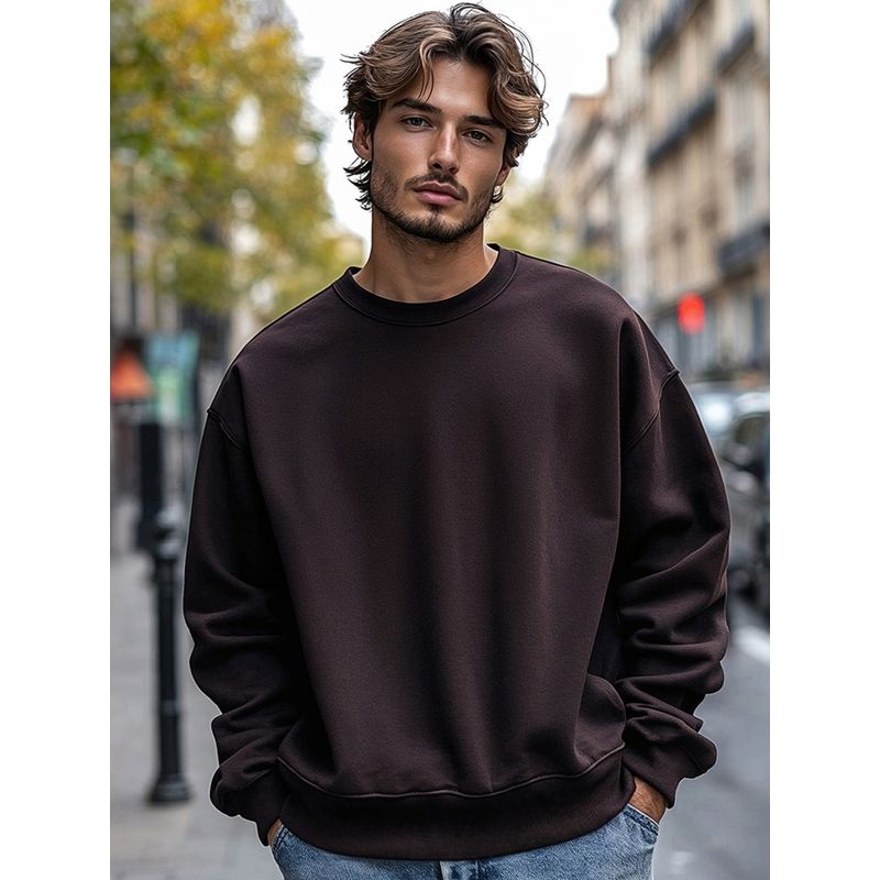 Bewakoof Heavy Duty 1.0 Men's Brown Oversized Sweatshirt (XL)