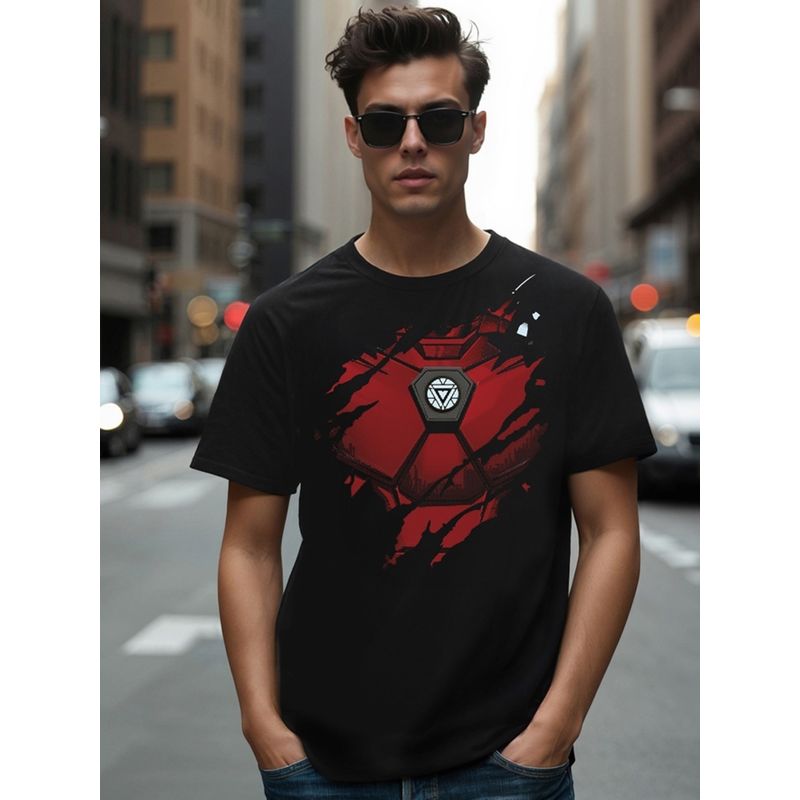 Bewakoof Official Marvel Men's Black Iron Man Of War Graphic Printed T-shirt (M)