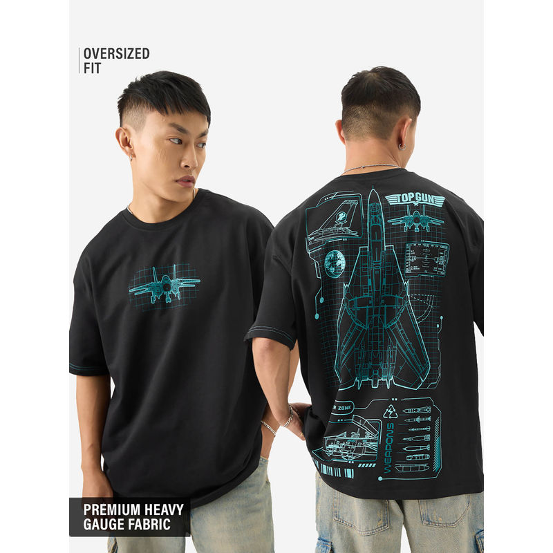 The Souled Store Official Top Gun: Blueprint Men Oversized T-Shirt (XL)