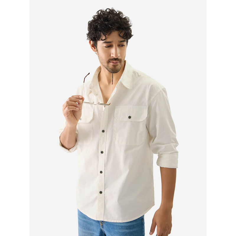 The Souled Store Solids: Off White Men Utility Shirt (M)