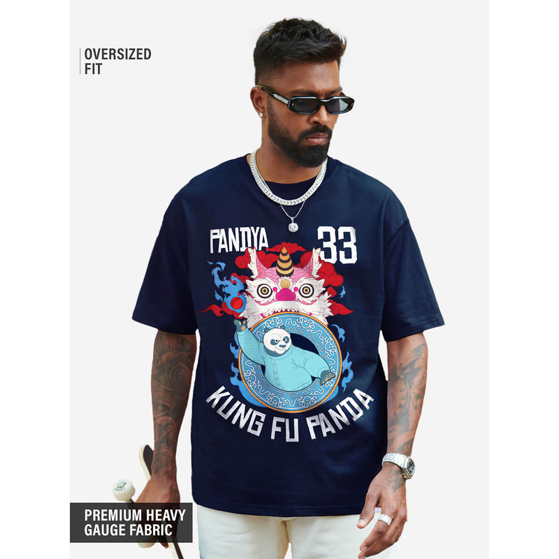 The Souled Store Official Kung Fu Panda: Pandya 33 Oversized T-Shirt (L)