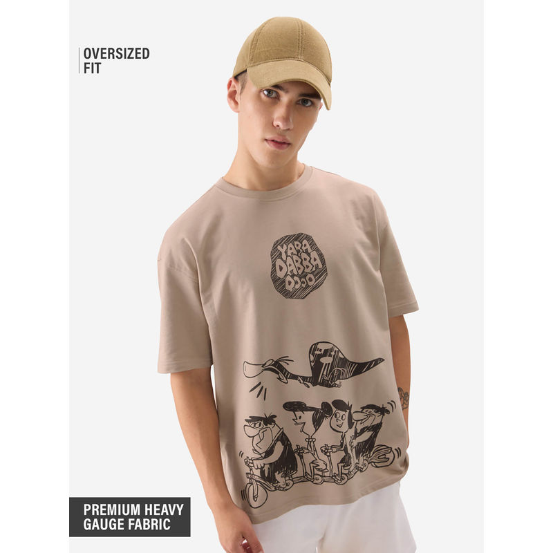 The Souled Store Official The Flintstones Yabba Dabba Doo Men Oversized T-Shirt (XL)