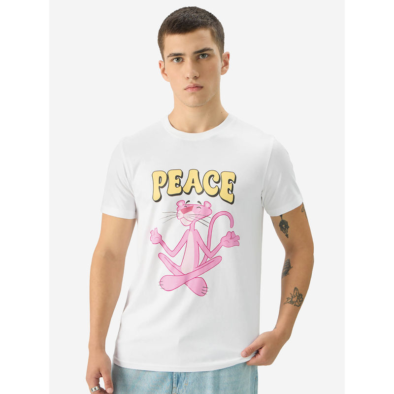 The Souled Store Official Pink Panther: Peace Men T-Shirt (XL)