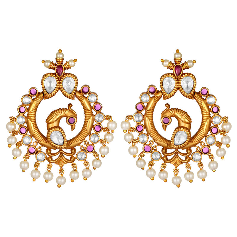 Lalita Creation Gold Plated AD Stone Stud Earrings