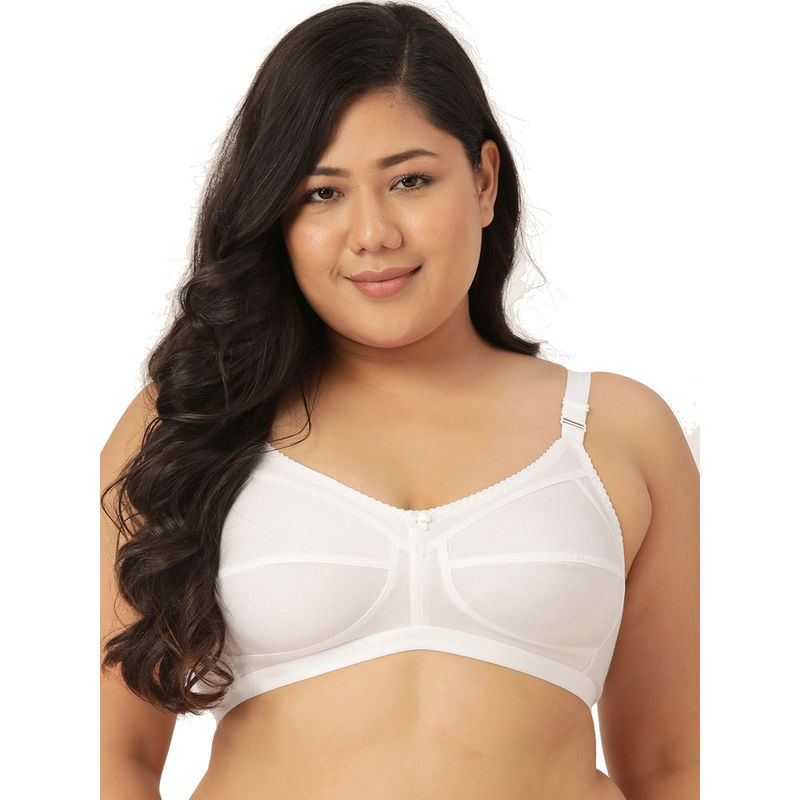 Leading Lady Woman Everyday 100% Cotton Non Padded White Full Coverage Bra (48B)
