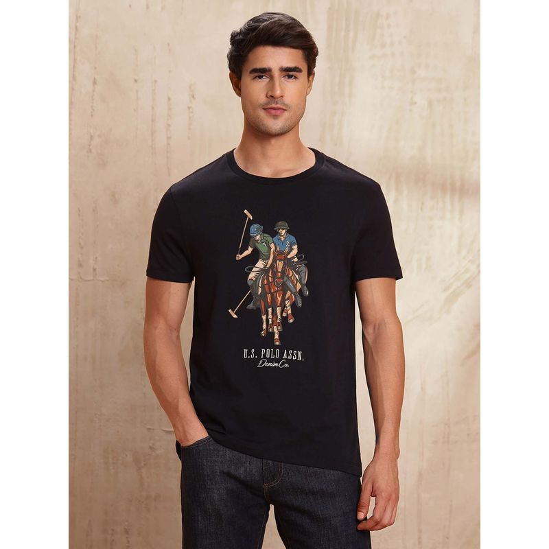 U.S. Polo Assn. Denim Co. Mens Graphic Brand Printed Muscle Fit T-Shirt - Black (M)