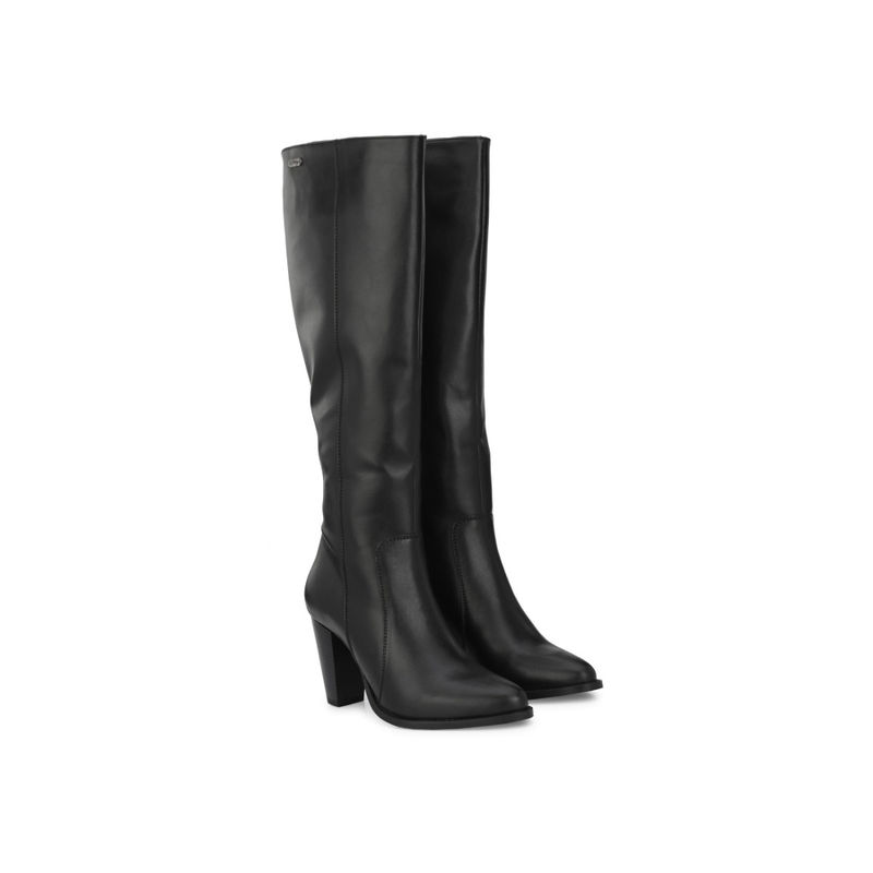 Delize Black Solid Women's Knee Boots (EURO 36)