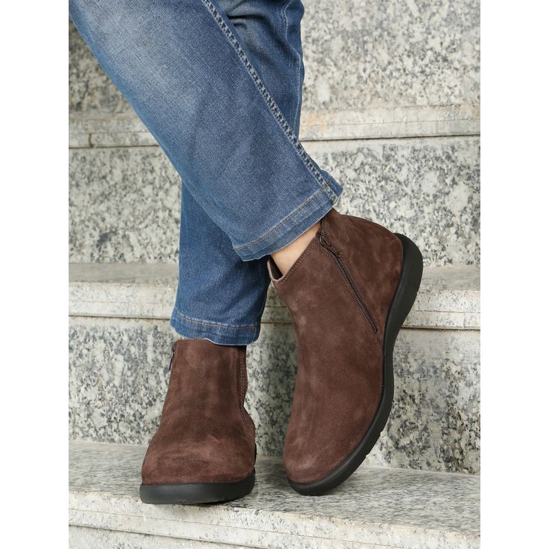 Teakwood Men Brown Suede Leather Casual Boots (EURO 40)