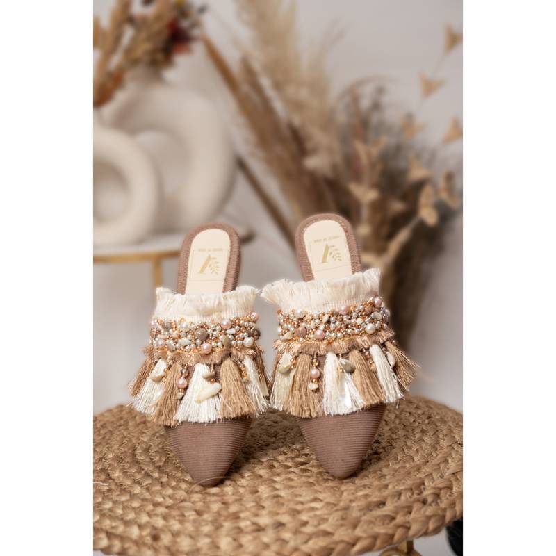 House of Vian Brown Struck Mules (EURO 36)