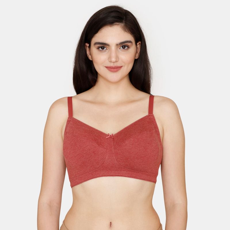 Zivame Rosaline Everyday Double Layered Non Wired Super Support Bra - Winery - Brown (34D)