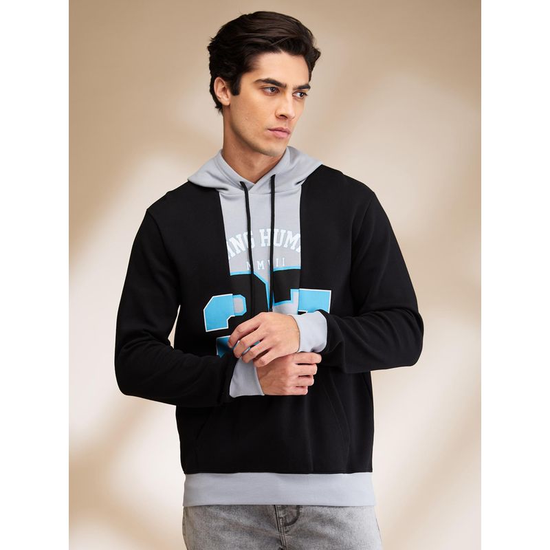 Being Human Men Black Graphic Hoodie (L)