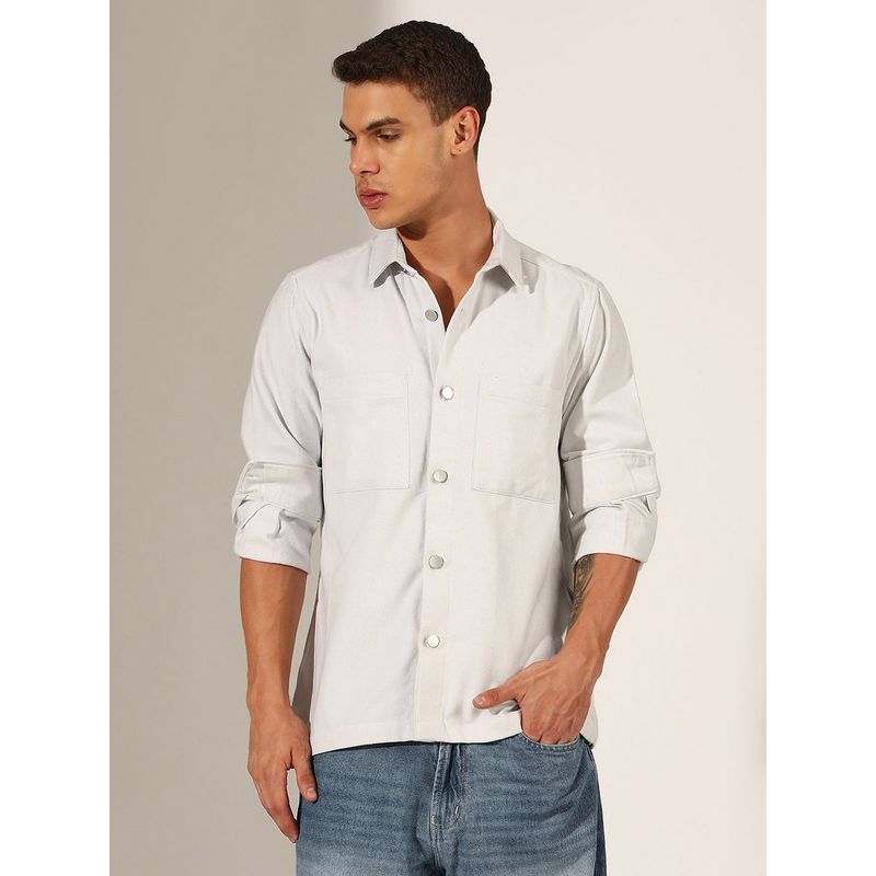 SHOWOFF Men White Button-Up White Shacket (S)