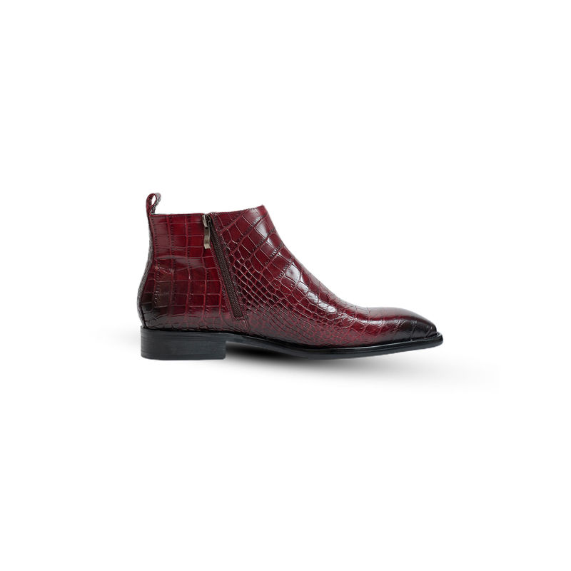 Vantier Antilia Croco Burgundy Chukka Boots (UK 5)