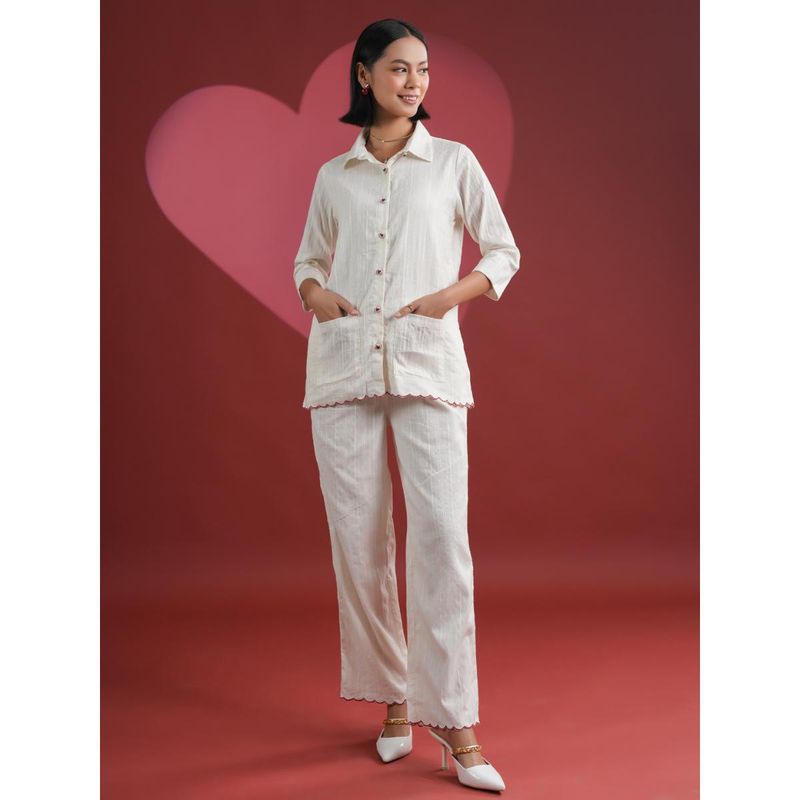 SAY Women Solid White Shirt and Pyjama Nightwear (Set of 2) (XS)