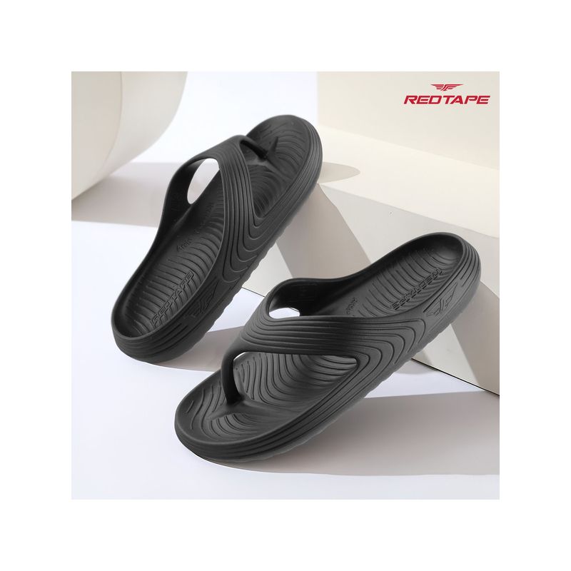 Red Tape Men EVA Comfort Black Flip Flops (UK 8)