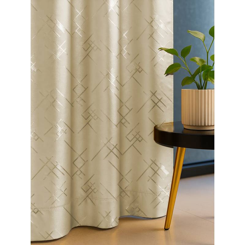 Urban Space 100% Blackout Foil Curtains, Door, Criss Cross Beige (4x7 feet)