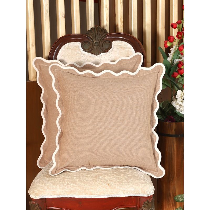 Sivya by Home Self Flange Cotton Cushion Covers Pack of 2 (24x24 Inches)