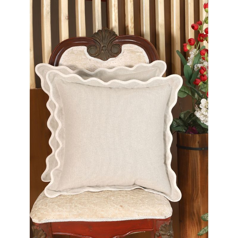 Sivya by Home Self Flange Cotton Cushion Covers Pack of 2 (24x24 Inches)