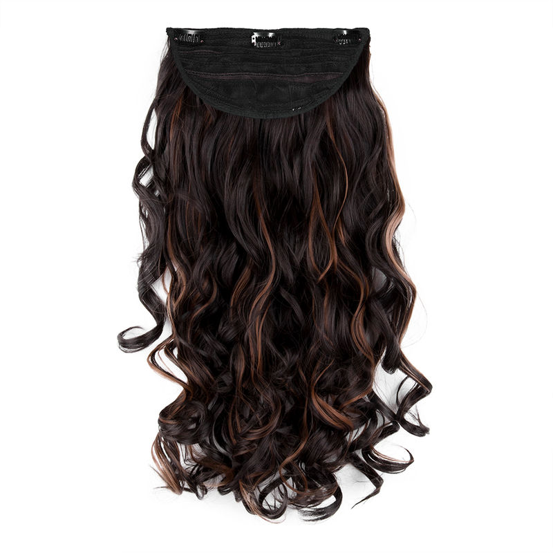 Streak Street Clip-in 24'' Soft Curls Dark Brown Hair Extensions With Copper Highlights
