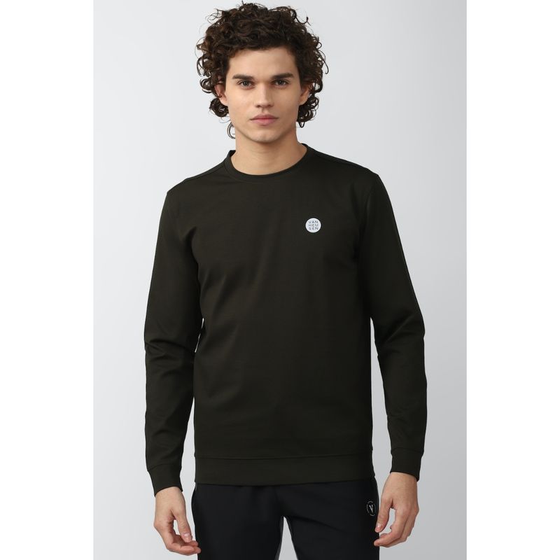Van Heusen Green Solid Sweatshirt (M)