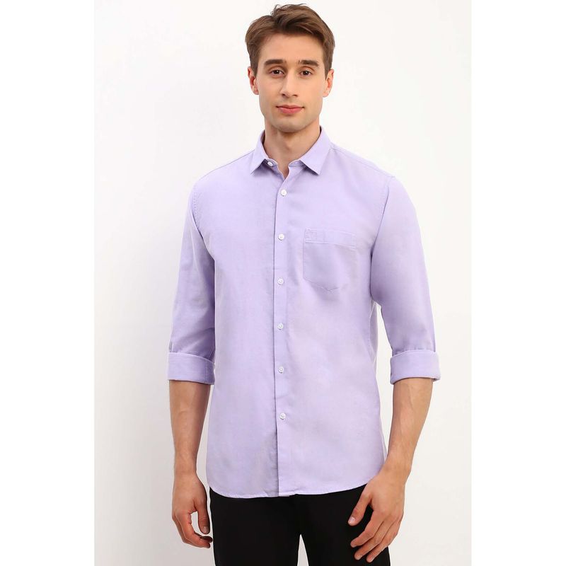 Allen Solly Men Lilac Slim Fit Textured Full Sleeves Casual Shirt (39)