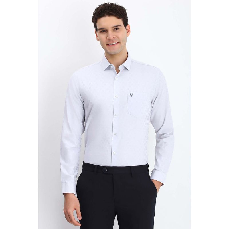 Allen Solly Men White Slim Fit Print Full Sleeves Formal Shirt (44)