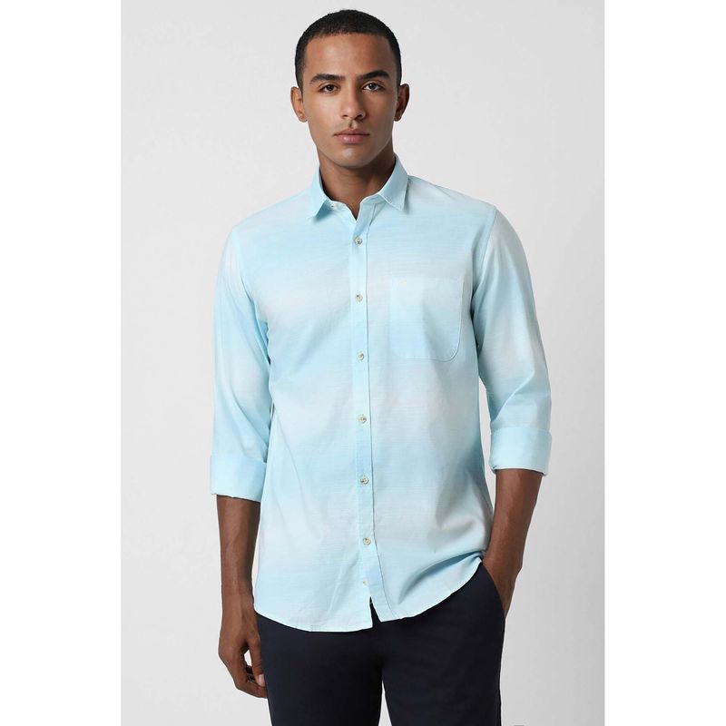 Peter England Men Blue Slim Fit Patterned Shirt (40)