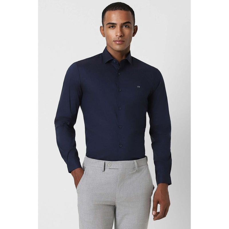 Peter England Men Navy Super Slim Fit Formal Full Sleeves Formal Shirt (44)
