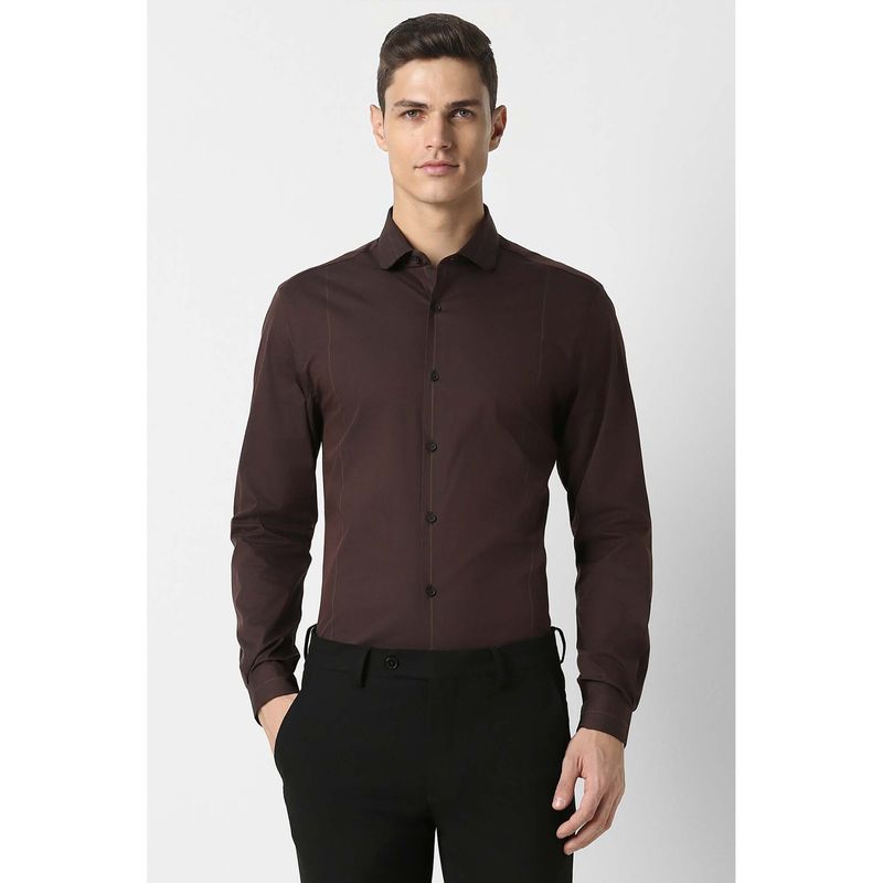 Peter England Men Brown Super Slim Fit Formal Full Sleeves Formal Shirt (39)