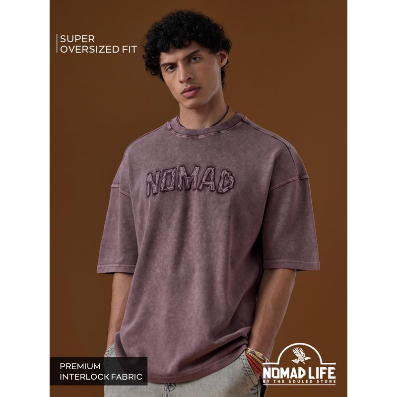 The Souled Store Nomad: Dusty Pink Men Super Oversized T-Shirts (XL)