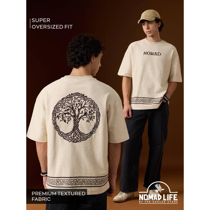 The Souled Store Official Nomad: Celtic Men Super Oversized T-Shirts (M)