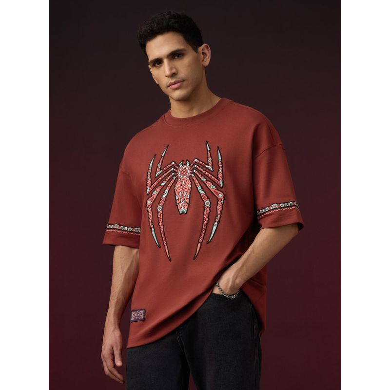The Souled Store Official Spider-Man: Indie Crawler Men Super Oversized T-Shirts (M)