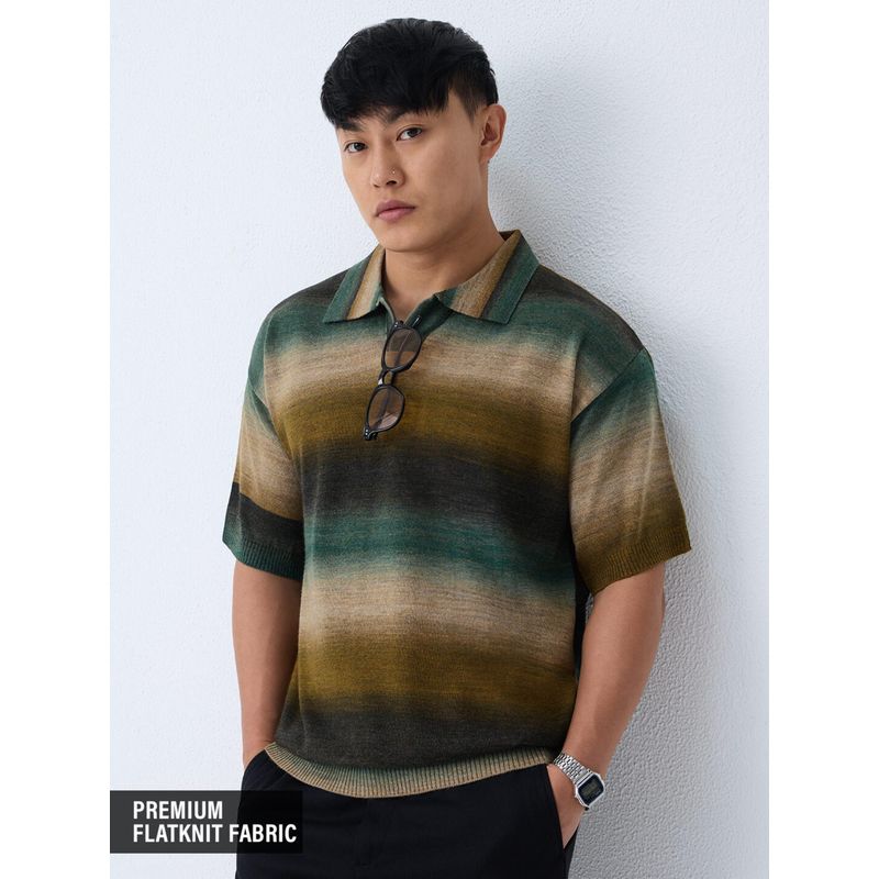 The Souled Store Jacquard Polo: Fade Out Men Polo T-Shirt (S)