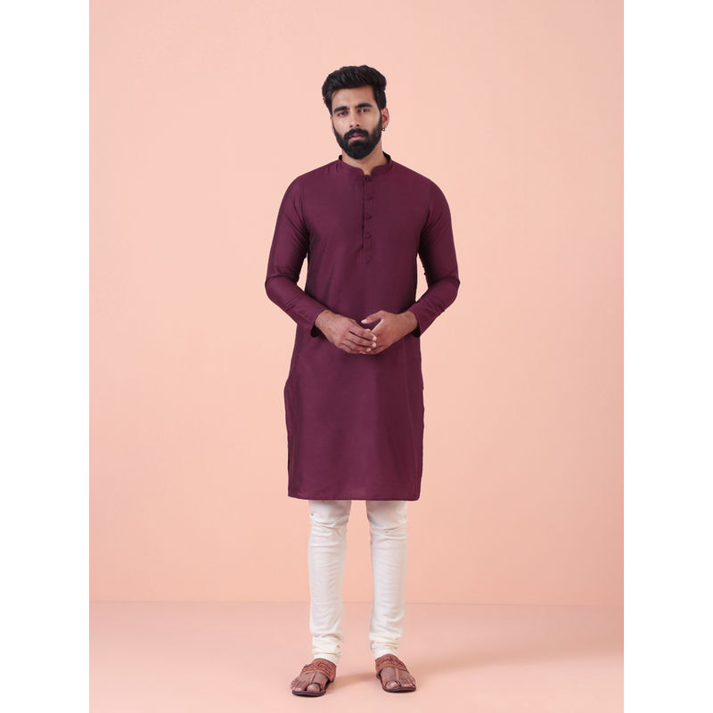 KISAH Burgundy Slim Fit Solid Kurta with Churidar (Set of 2) (38)