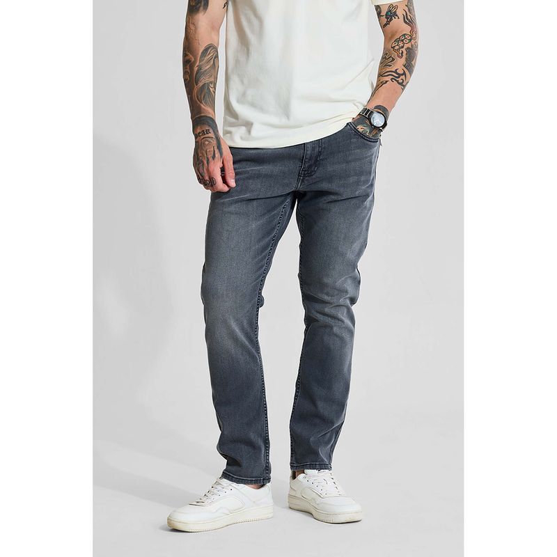 Snitch Dark Grey Solid Comfortable Casual Jeans for Men (36)