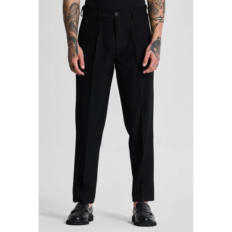 Snitch Black Solid Slim Formal Trouser for Men (32)