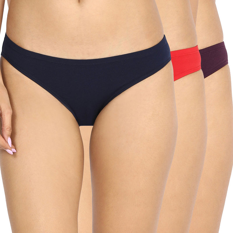 Nykd by Nykaa Pack of 3 Cotton Bikini with Anti odor-NYP113 - Multi-Color (2XL)