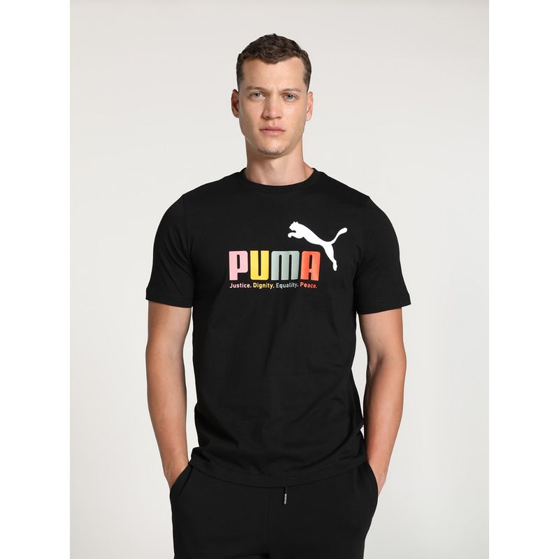 Puma Essentials Multi-Color Mens Black T-Shirt (L)