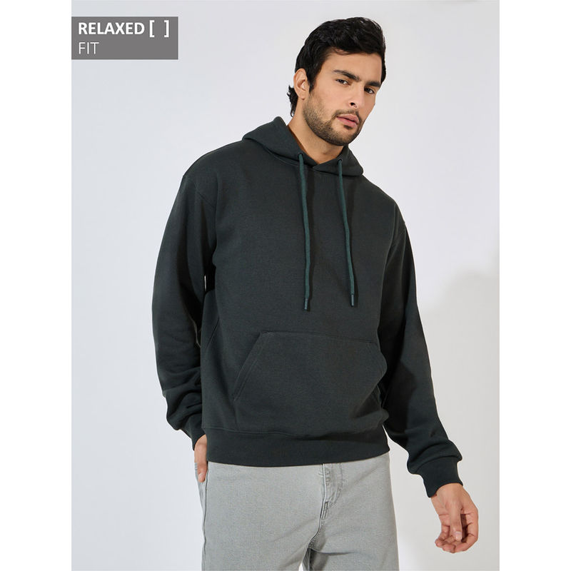 Styli Men Grey Relaxed Fit Fleece Hoodie (L)