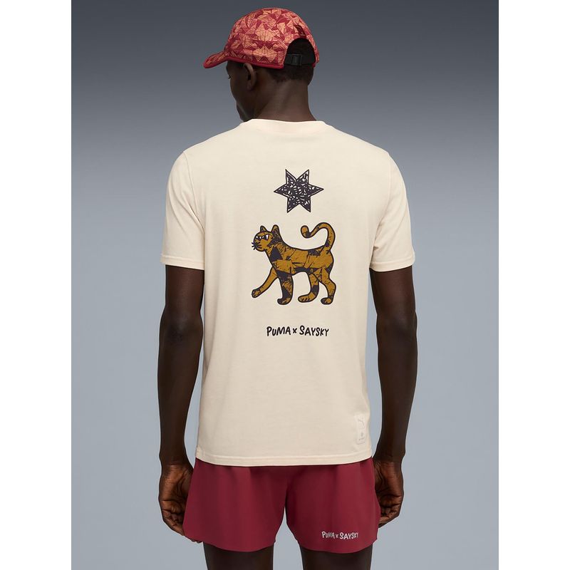 Puma Saysky Graphic Running T-Shirt - Off White (XS)