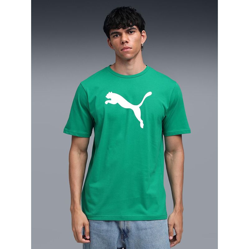 Puma Team Rise Logo Cotton Men's Football T-Shirt - Green (XS)