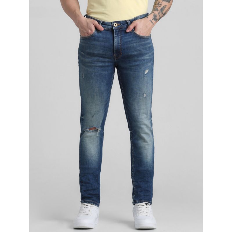 Jack & Jones Blue Ben Skinny Fit Low Rise Stretch Jeans (28/30)